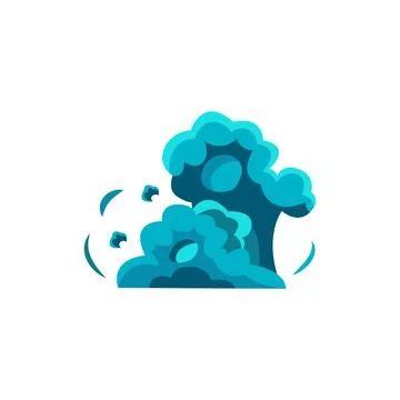 Clouds of blue smoke of bomb explosion flat cartoon vector illustration isolated Stock Illustration