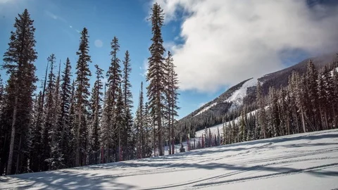 Clouds Boiling Over Ski Slope Stock Footage 88199682