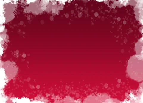 Clouds, Bokeh &amp; Snow Flakes Design Frame On Modern Red Background Template Stock Illustration