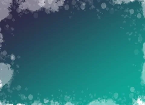 Clouds, Bokeh &amp; Snow Flakes Design Frame On Modern Gradient Background Stock Illustration