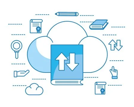 Clouds with book Illustrazione stock