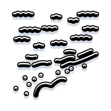 Clouds bringing rain and water droplets in weather Stock Illustration