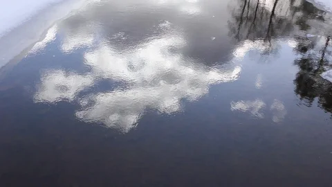 Clouds in a calm spring river. Stock Footage 129453785