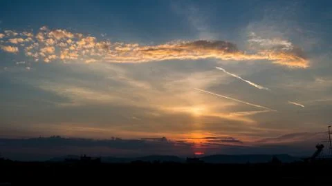 Clouds Captured During The Sunset Stock Photos