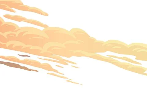 Clouds, cartoon vector background. Yellow cirrus clouds on white background Stock Illustration