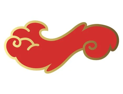 Clouds chinese style. Red and gold clouds, traditional Asian decorative retro Stock Illustration