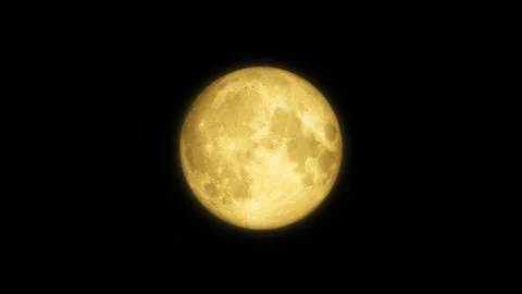 Clouds circulate in yellow round moon, seamless loop Stock Footage 237045053