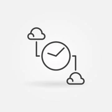 Clouds with Clock outline icon. Vector Cloud Computing symbol イラスト素材