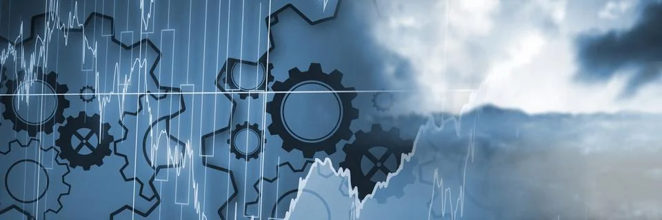 Clouds with cogs transition Stock Photos