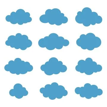 Clouds collection. Cloud shapes pack. Vector. Ilustração Stock