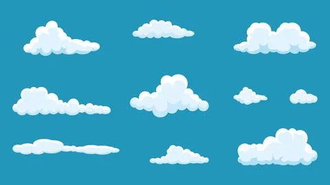 Clouds collection isolated on blue sky panorama. vector illustration Stock Illustration