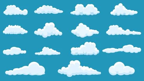 Clouds collection isolated on blue sky panorama. vector illustration Illustrazione stock