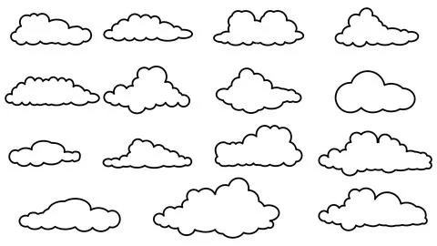 Clouds collection isolated on blue sky panorama. vector illustration Stock Illustration