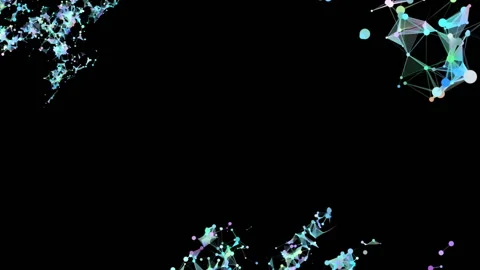 Clouds of colored particles. electrical neural network. design for text. the Stock Footage 87160416