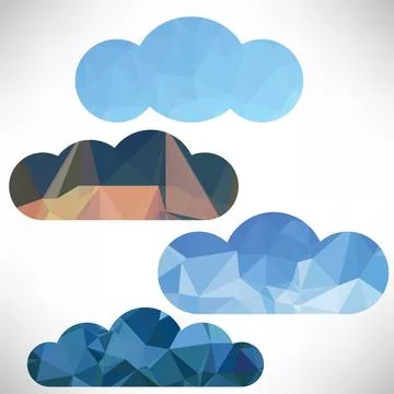 Clouds colorful illustration with set of clouds on white background Copyri... 写真素材