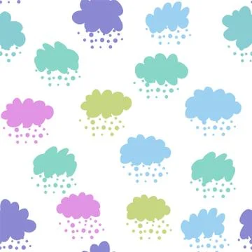 Clouds colorful seamless pattern. Rain backdrop. Weather background. 스톡 일러스트