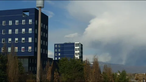 Clouds comes out from Blue Palace in Skyline timelapse Stock Footage 150578721