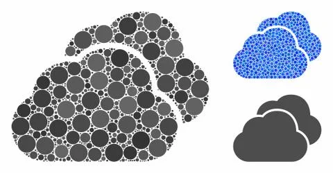 Clouds Composition Icon of Round Dots Ilustração Stock
