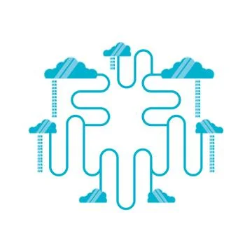 Clouds computing network diagram Illustrazione stock