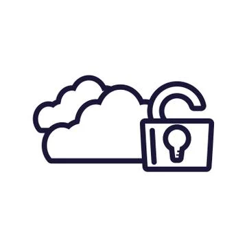 Clouds computing with padlock protection 库存插图