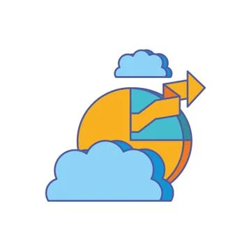 Clouds computing with statistical graphics circular Illustrazione stock