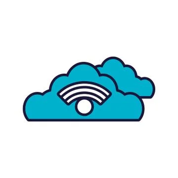 Clouds computing with wifi signal Illustrazione stock