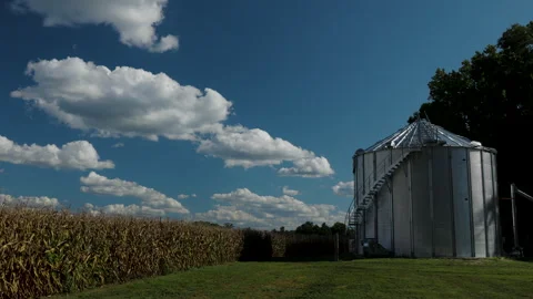 Clouds Corn bin zoom Stock Footage 345080282