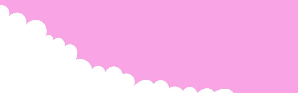 Clouds corner wide bordering. Painted white clouds on pink background. Simple Stock Illustration
