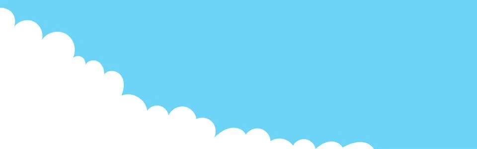 Clouds corner wide bordering. Painted white clouds on blue background. Simple Stock Illustration