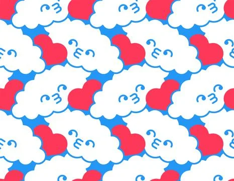 Clouds couple love pattern seamless. Cloud is in love background. Ornament .. Stock Illustration