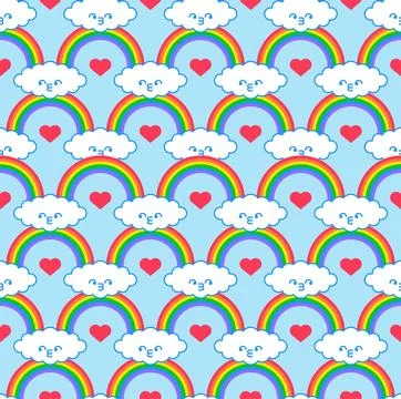 Clouds couple love pattern seamless. Cloud is in love background. Ornament .. Stock Illustration