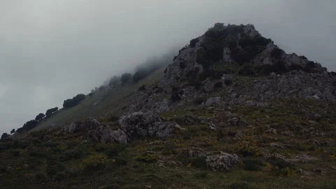 Clouds covering a mountain in Sicily Stock Footage 88718539