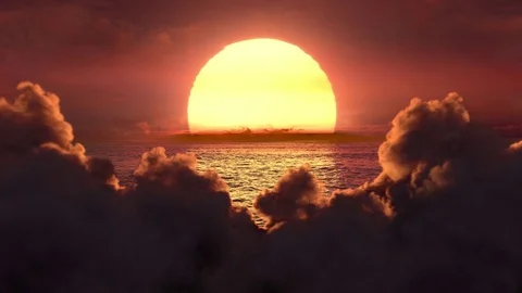 Clouds covering the setting sun, the clouds building at sunset, fantasy cloudy s Stock Footage 79967737