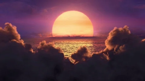 Clouds covering the setting sun, the clouds building at sunset, fantasy cloudy s Stock-Footage 79972369