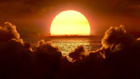 Clouds covering the setting sun, the clouds building at sunset, fantasy cloudy s Stock Footage 79972451