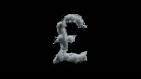 Clouds creating english pound against black with alpha channel Video stock 21904100