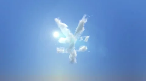 Clouds creating japanese yen with alpha channel Stock Footage 21904052