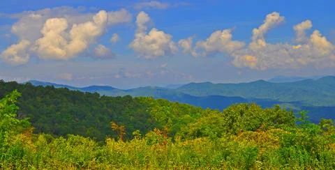 Clouds Creating Shadows on the Blue Ridge Mountains Stock Photos