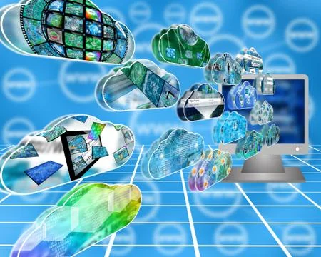 Clouds in cyberspace 스톡 일러스트