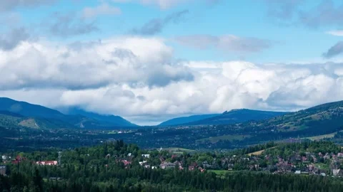 Clouds Dancing Over Polish Slovaks Mountain Range Time-Lapse Stock Footage 306400080