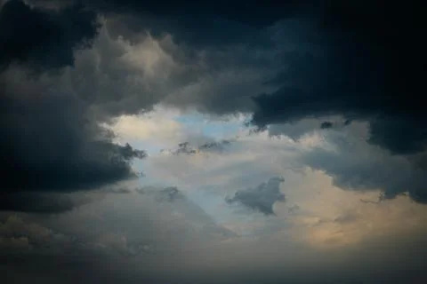 Clouds dark with rain and pattern. Soft selective focus. Stock Photos