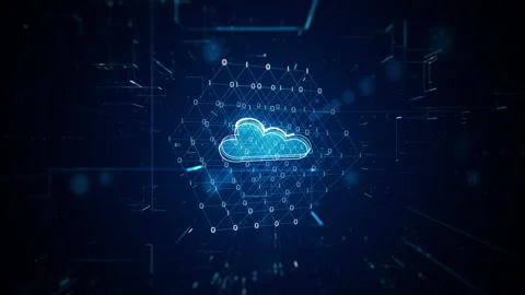 Clouds Data Connect Systems in a 3D animation Stock Footage 239045408