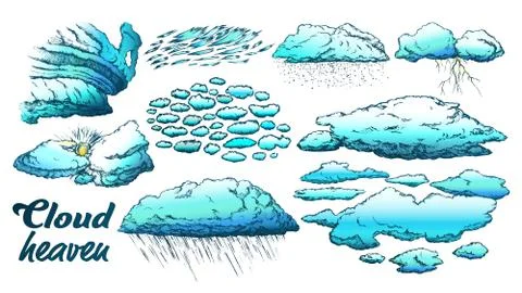 Clouds In Different Weather Set Color Vector Stock Illustration