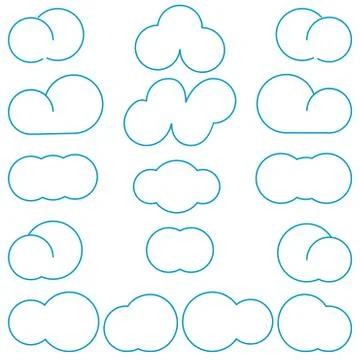 Clouds differeny shapes simple style Illustrazione stock