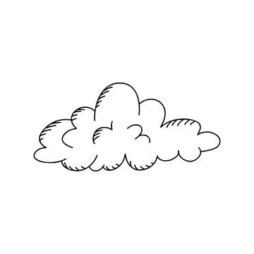 Clouds doodle collection. Outline scribble sky. Vector retro fog Stock Illustration