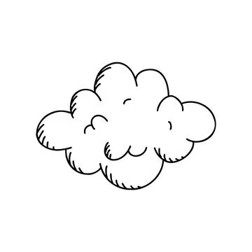 Clouds doodle collection. Outline scribble sky. Vector retro fog Stock Illustration