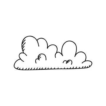 Clouds doodle collection. Outline scribble sky. Vector retro fog Stock Illustration