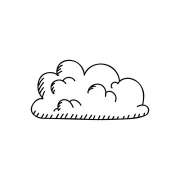 Clouds doodle collection. Outline scribble sky. Vector retro fog イラスト素材