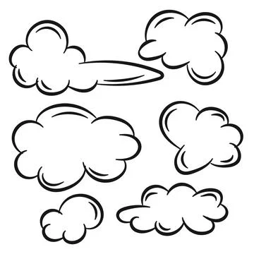 Clouds doodle hand drawn line art collection.Vector collection Illustrazione stock