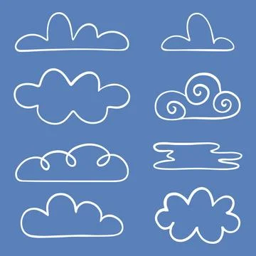 Clouds in doodle style. Cloud and meteorology concept Stock Illustration